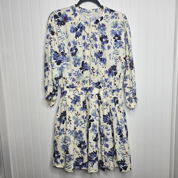 Apiece Apart Mona Long Sleeve Mini Dress Size Medium Painterly Floral Wedding - Picture 10 of 10